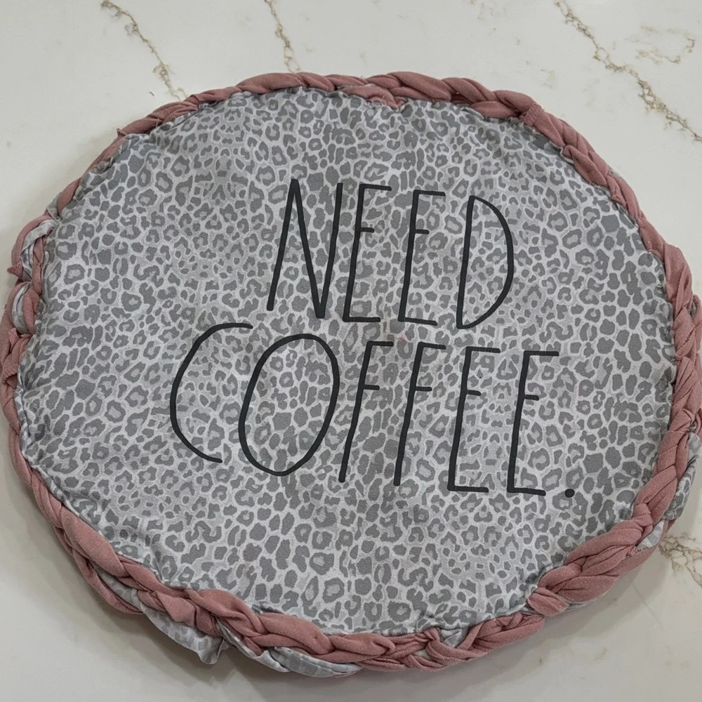 Handmade Braided Round Rug - Red and Gray